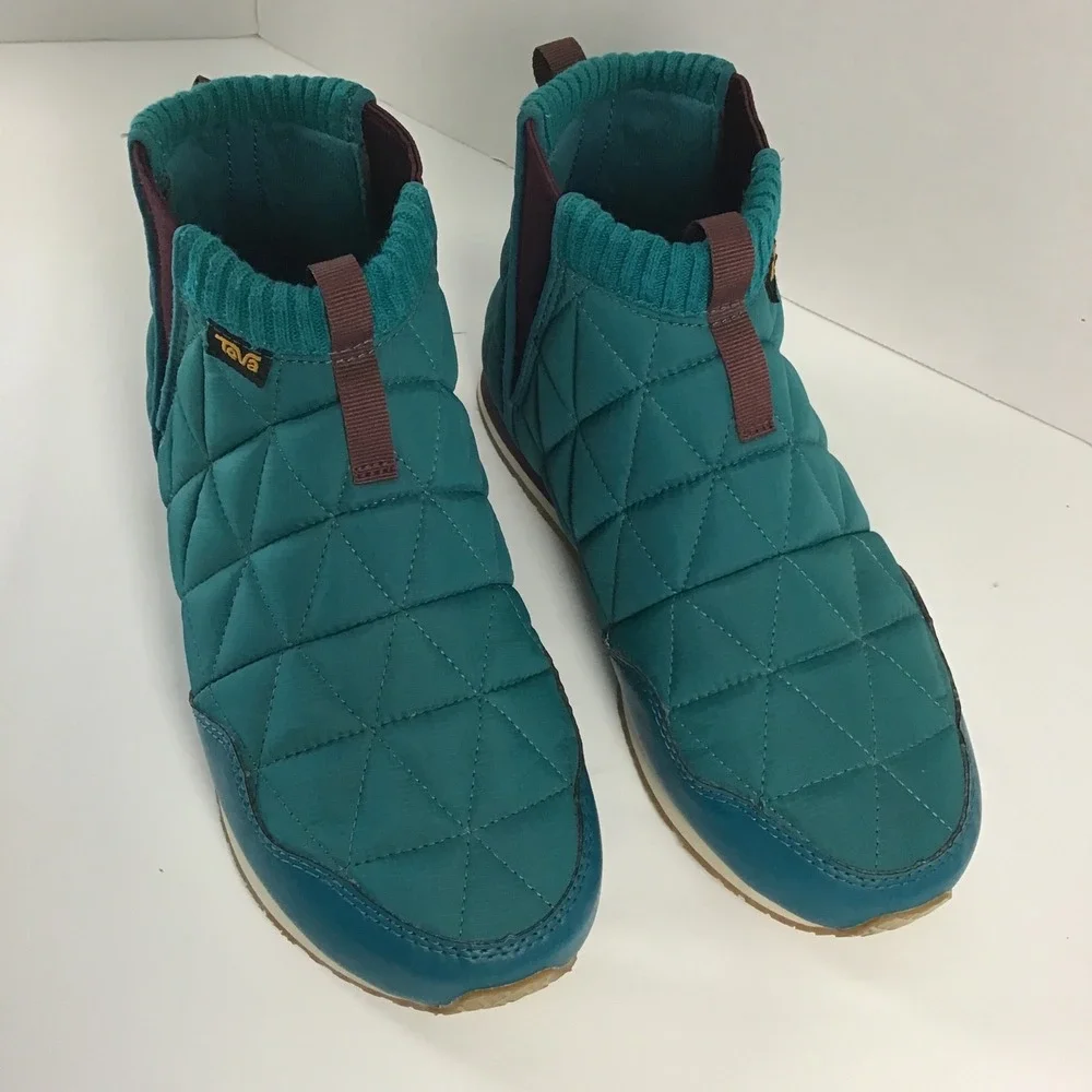 Teva Ember Mid Teal Burgundy Quilted Camp Bootie Slipper Sneakers 1106209 Mens 8